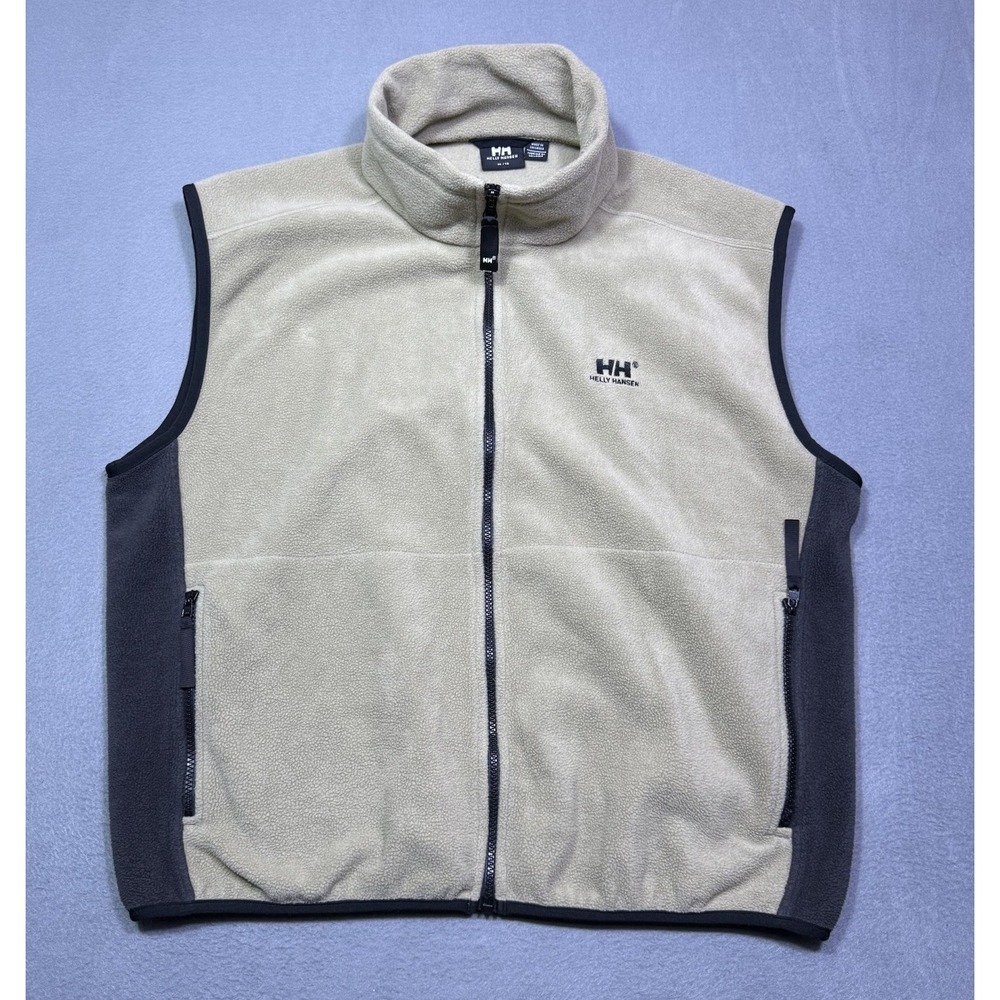 Helly Hanson Vest Mens XL Beige Fleece Full Zip Gorpcore